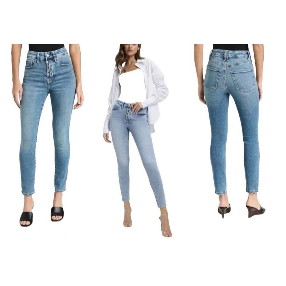 Good American Skinny High Rise Button Fly Jeans Size 2/26 GLPEB014T